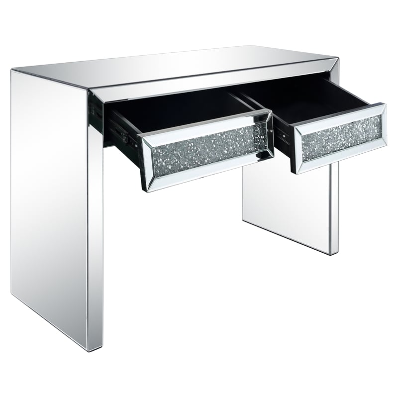 ACME Noralie Faux Diamonds Inlay Console Table with Drawer in Mirrored