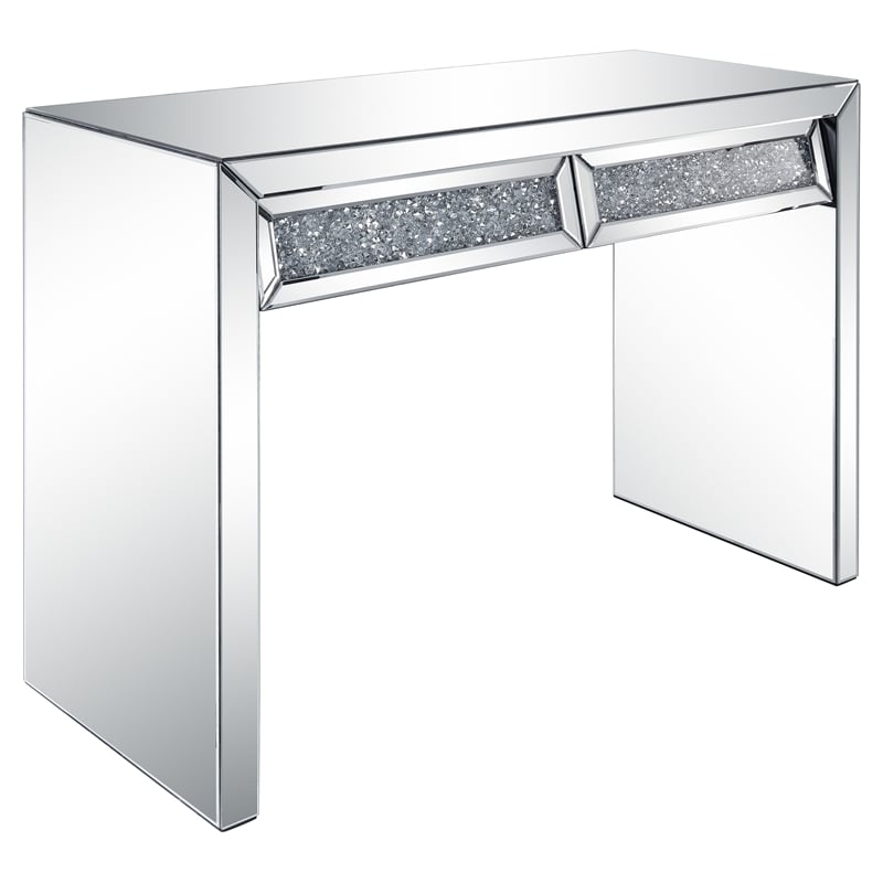 ACME Noralie Faux Diamonds Inlay Console Table with Drawer in Mirrored