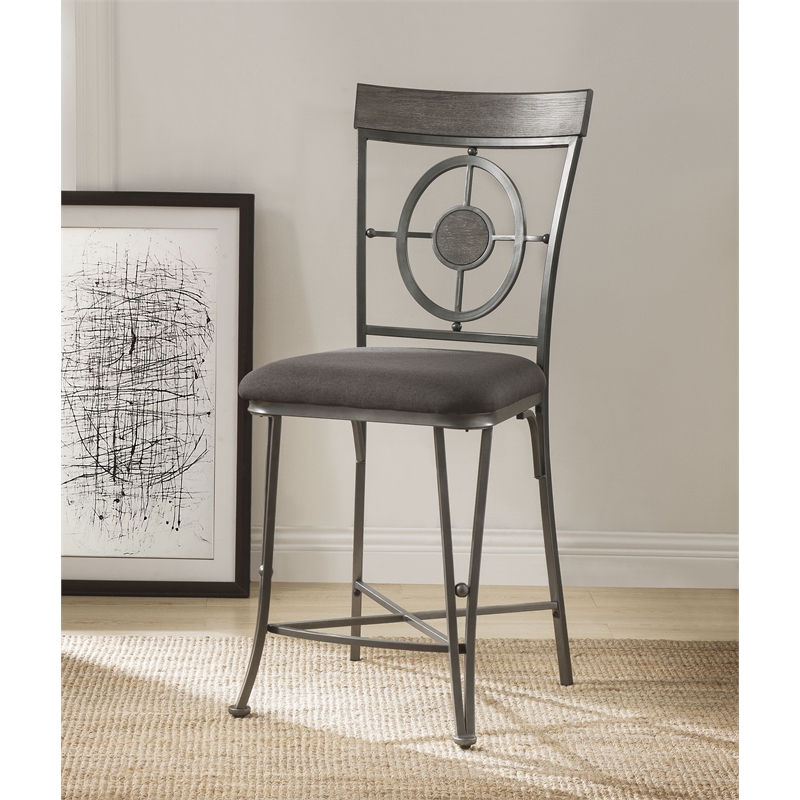 ACME Landis Metal V-Leg Counter Height Chair in Gunmetal Set of 2