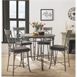 ACME Landis Metal V-Leg Counter Height Chair in Gunmetal Set of 2