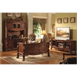 ACME Dresden Faux Leather Office Chair with High Back in Brown and Cherry Oak