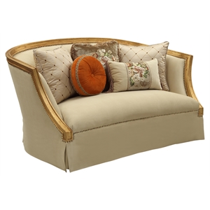 acme daesha barrel tight back loveseat tan flannel and antique gold