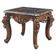 ACME Forsythia Square End Table with Queen Anne Legs in Marble and Walnut