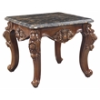 ACME Forsythia Square End Table with Queen Anne Legs in Marble and Walnut