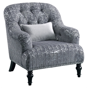 acme gaura upholstery recessed arm chair in gray velvet