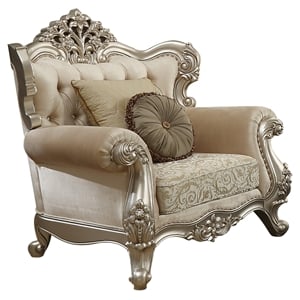 ACME Bently Upholstered Wingback Chair in Champagne and Beige Fabric
