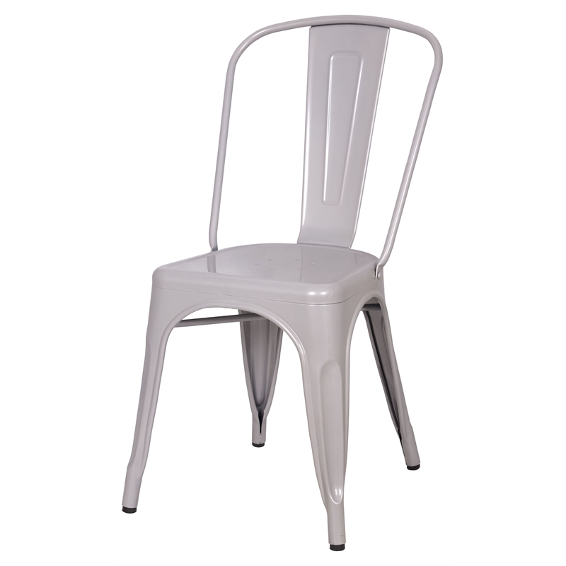 ACME Jakia Metal Stackable Side Chair in Silver (Set of 2)