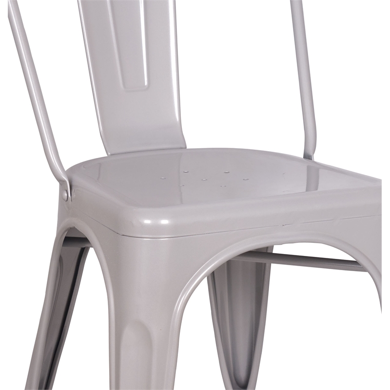 ACME Jakia Metal Stackable Side Chair in Silver (Set of 2)