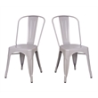 ACME Jakia Metal Stackable Side Chair in Silver (Set of 2)
