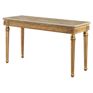 acme daesha rectangular marble top sofa table in antique gold