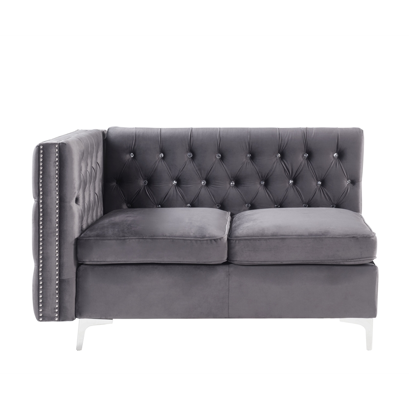ACME Jaszira Sectional Set in Gray Velvet
