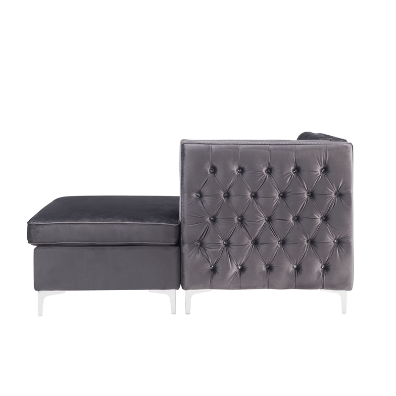 ACME Jaszira Sectional Set in Gray Velvet