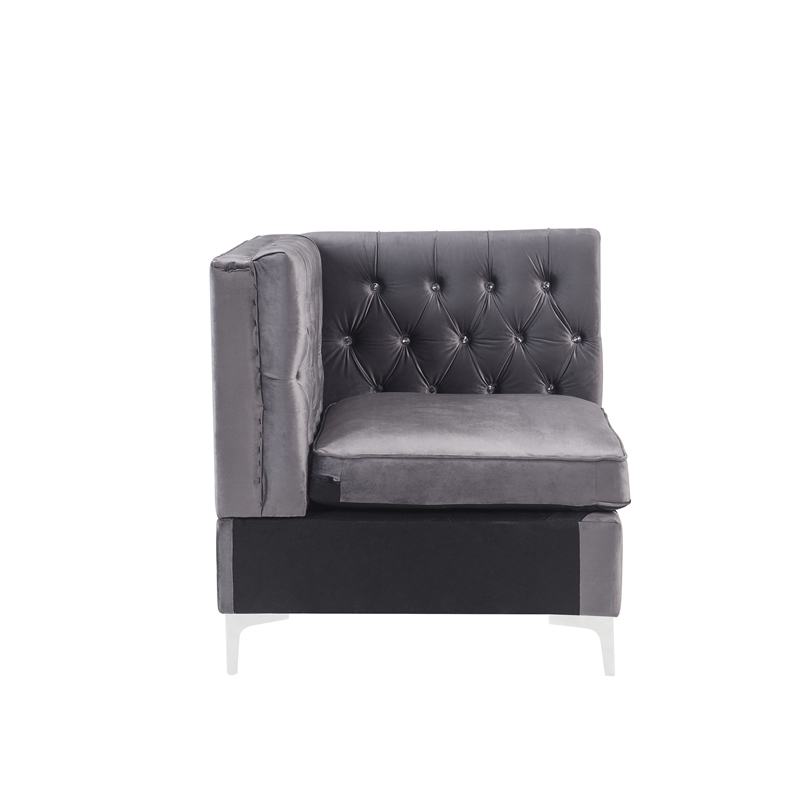 ACME Jaszira Sectional Set in Gray Velvet