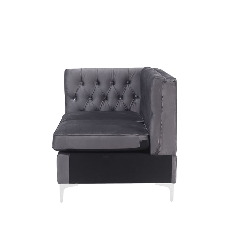 ACME Jaszira Sectional Set in Gray Velvet