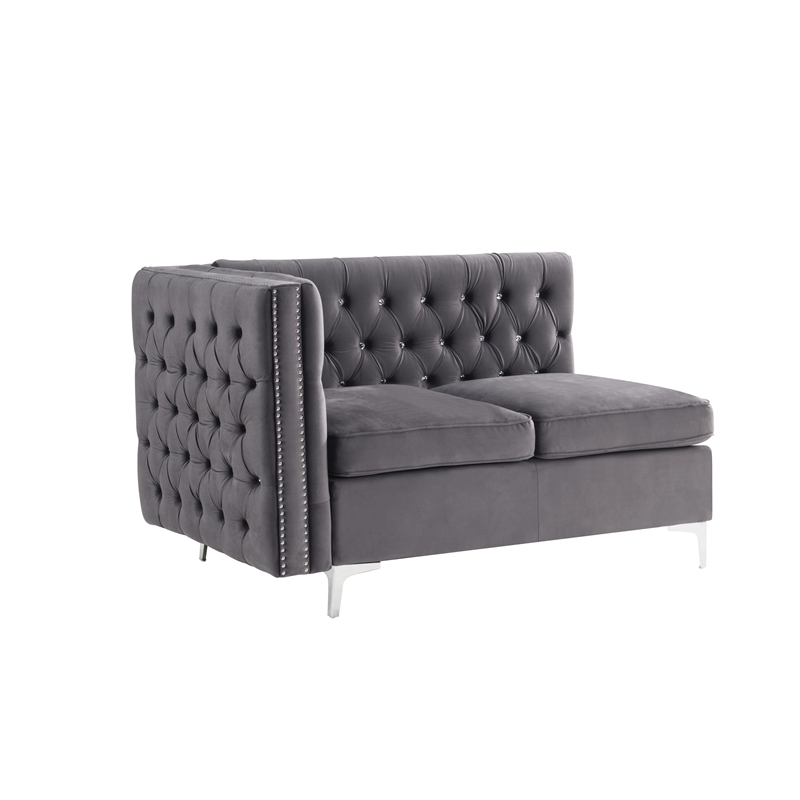 ACME Jaszira Sectional Set in Gray Velvet