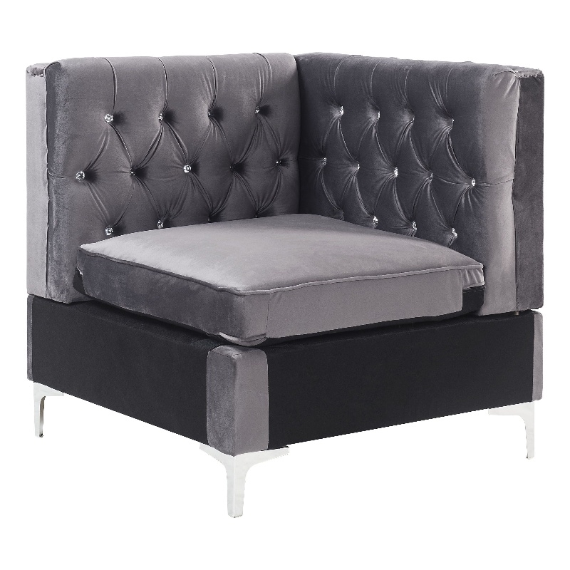 ACME Jaszira Sectional Set in Gray Velvet