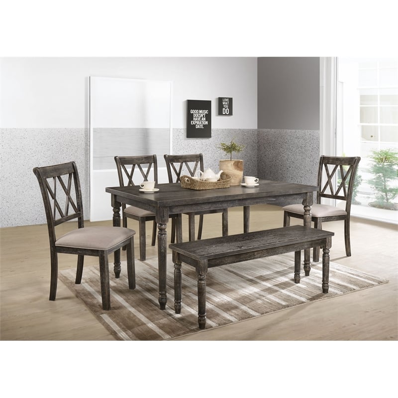 ACME Claudia II Dining Set in Weathered Gray