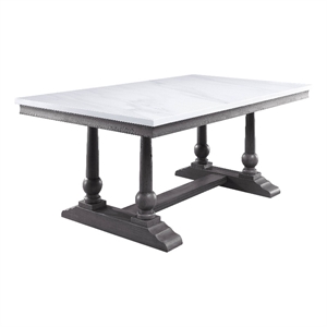 ACME Yabeina Dining Set in Marble Top & Gray Oak Finish