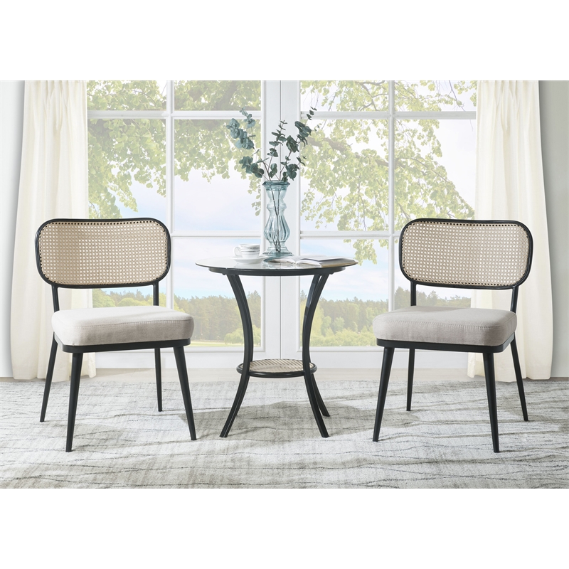 ACME Frydel 3-Piece Wooden Tapered Leg Table and Chairs Set in Black