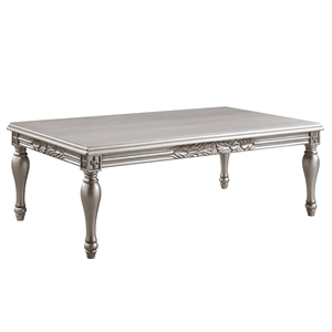 acme pelumi rectangular wood coffee table in silver platinum
