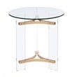 ACME Sosi Round Tempered Glass Top End Table in Clear and Gold