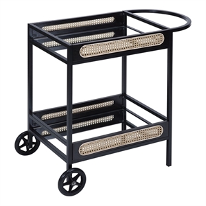 acme colson 2-tier mirrored shelf serving cart with casters in black
