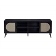 ACME Colson 2-door Wooden Rectangular TV Stand with Rattan Insert in Black