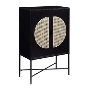 ACME Colson 2-door Rectangular Wine Cabinet with Rattan Insert in Black