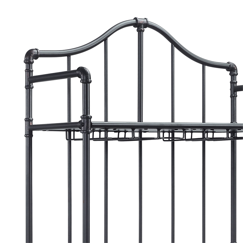 ACME Edina 4-tier Metal Frame Wine Shelf in Oak and Sandy Black