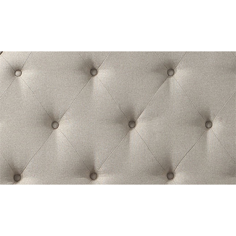 ACME Jaqueline Eastern King Bed in Light Gray Linen and Antique White