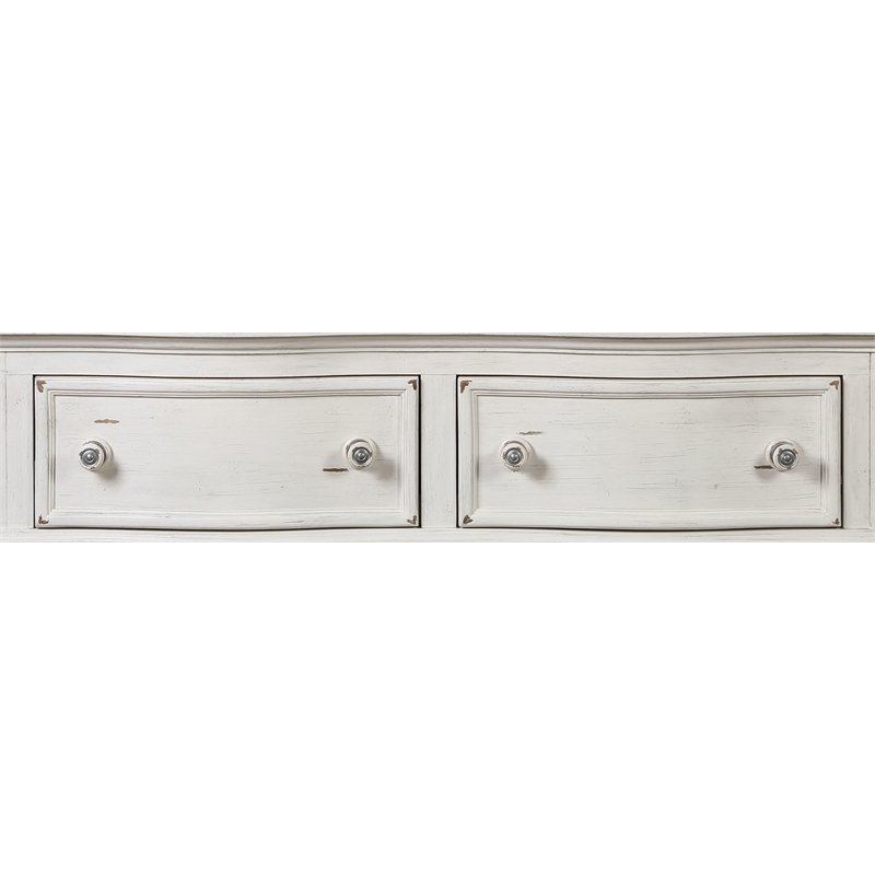 ACME Jaqueline Eastern King Bed in Light Gray Linen and Antique White