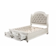 ACME Jaqueline Queen Bed  in Light Gray Linen and Antique White