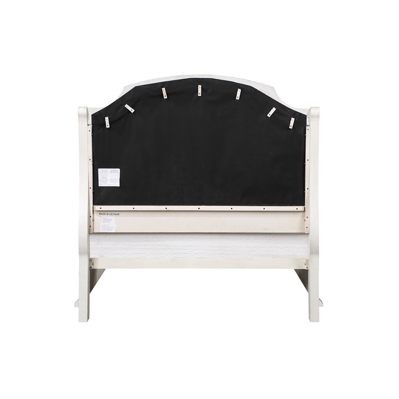 ACME Jaqueline Queen Bed  in Light Gray Linen and Antique White