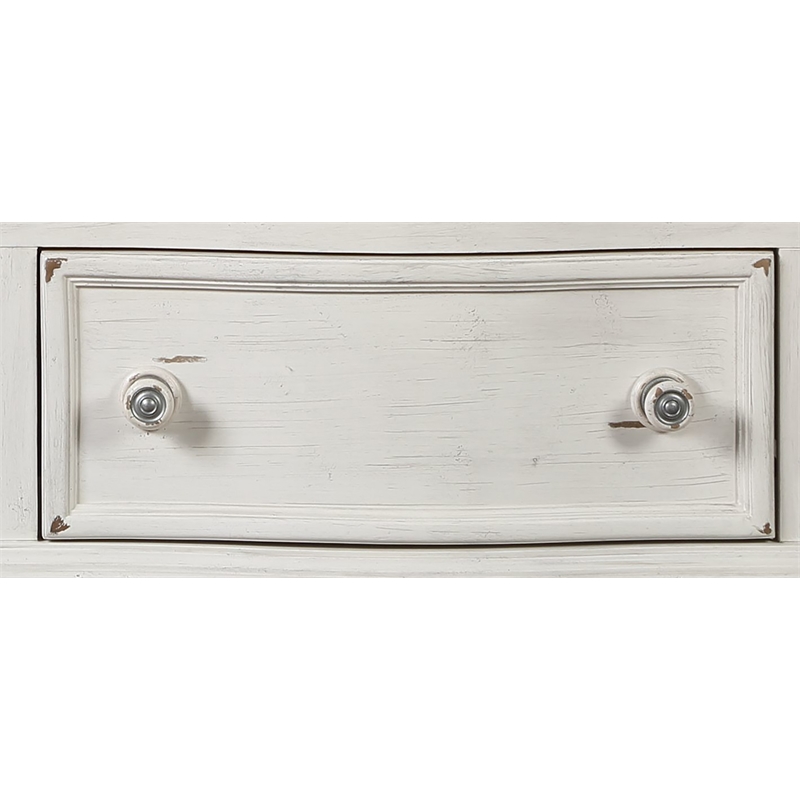 ACME Jaqueline Queen Bed  in Light Gray Linen and Antique White