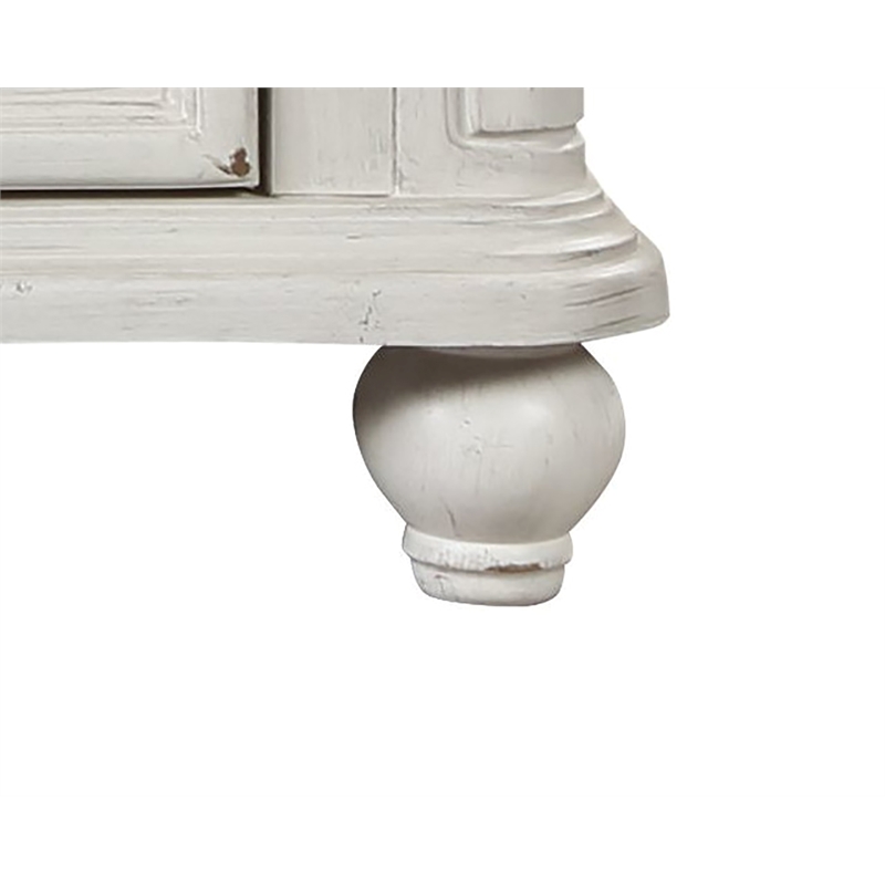 ACME Jaqueline Queen Bed  in Light Gray Linen and Antique White