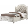ACME Jaqueline Queen Bed  in Light Gray Linen and Antique White