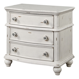 acme jaqueline nightstand in light gray linen & antique white finish