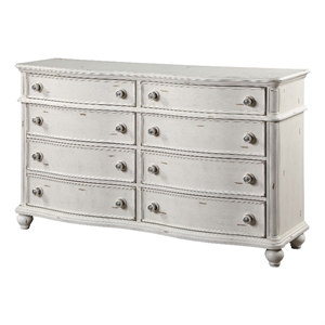acme jaqueline dresser in light gray linen & antique white finish
