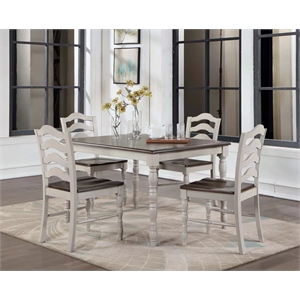 acme bettina 5 pc pack dining set in antique white & weathered oak