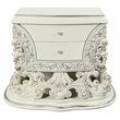 ACME Adara 2 Drawers Wooden Nightstand with Floral Motifs in Antique White