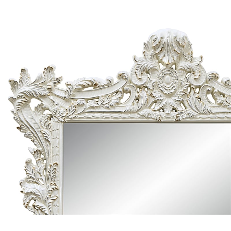 ACME Adara Rectangular Wooden Frame Mirror in Antique White