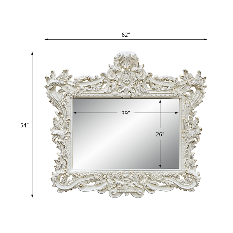 ACME Adara Rectangular Wooden Frame Mirror in Antique White