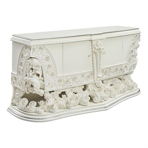 acme adara 2 doors wooden dresser with floral motifs in antique white