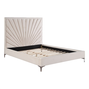 ACME Faiz Channel-Tufted Velvet Upholstery Queen Bed in Beige