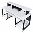 ACME Megara Storage Rectangular Music Desk with Metal Frame in White and Black