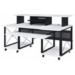 ACME Megara Storage Rectangular Music Desk with Metal Frame in White and Black
