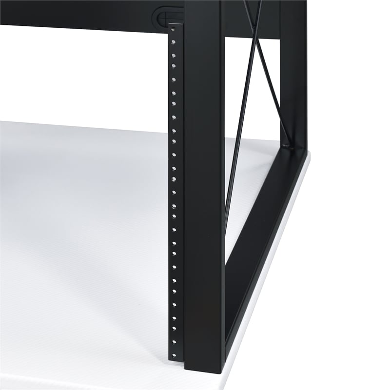 ACME Megara Storage Rectangular Music Desk with Metal Frame in White and Black
