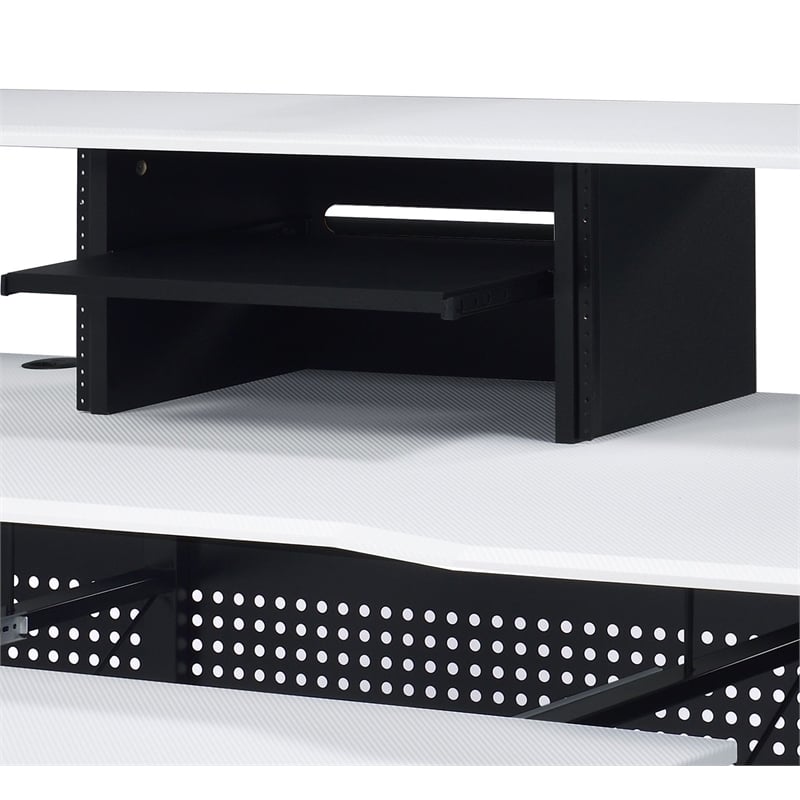 ACME Megara Storage Rectangular Music Desk with Metal Frame in White and Black