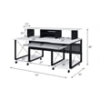 ACME Megara Storage Rectangular Music Desk with Metal Frame in White and Black