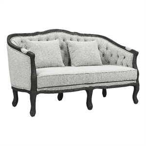 ACME Furniture Samael Linen Fabric Loveseat with 2 Pillows in Gray/Dark Brown